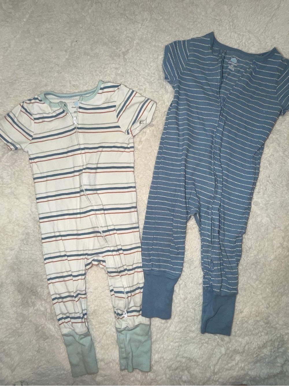 cloud island Blue & White Striped Toddler Footie Set